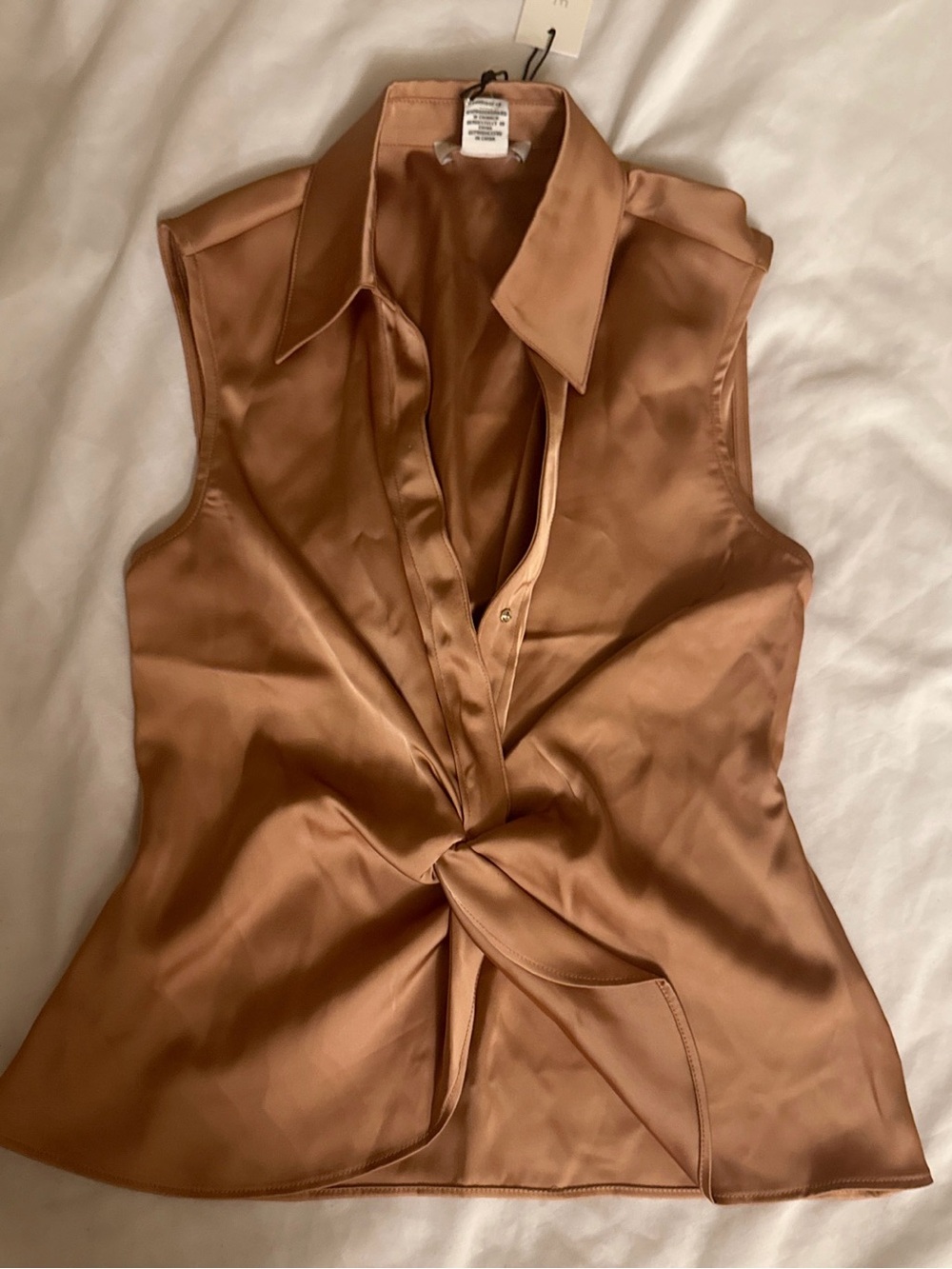 Rachel Zoe Satin Twist-Front Camisole - Caramel